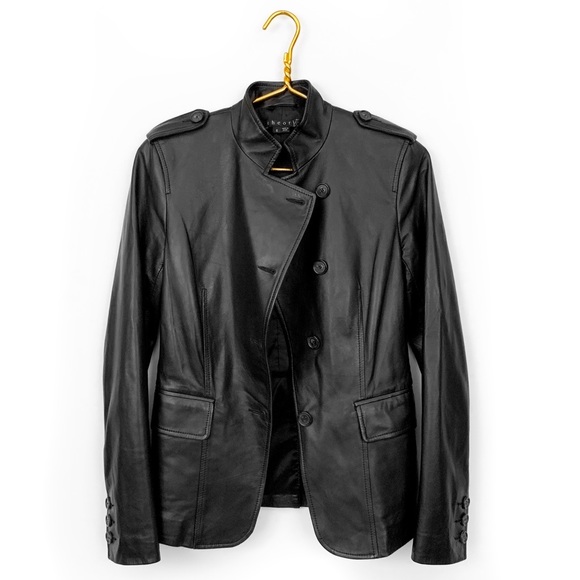 Theory Jackets & Blazers - Theory leather black military style jacket